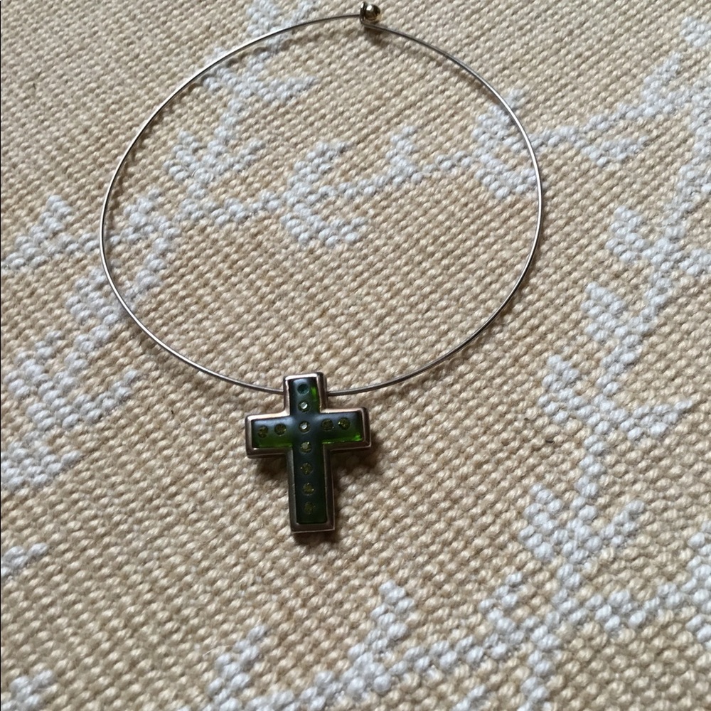 Vintage glass cross choker